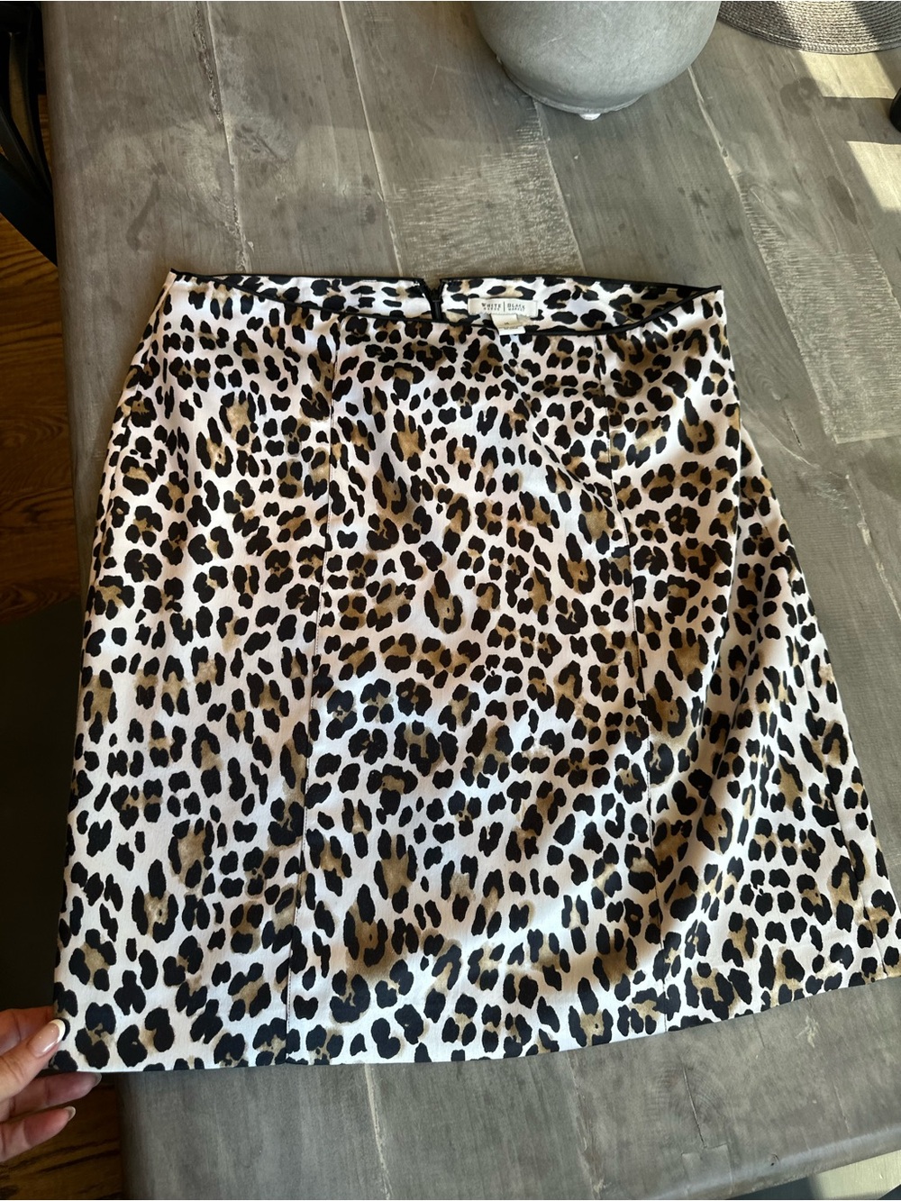 White House Black Market Leopard Print Mini Skirt - Black, Tan & Cream